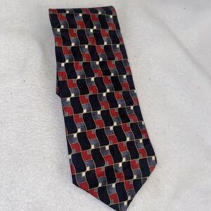 Savile Row Neck Tie Mens USA 100% Silk Geometric Block Vintage70s  80s